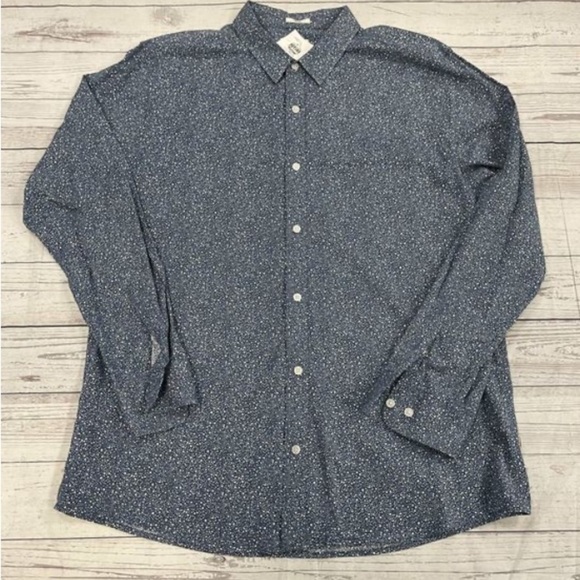NEW - Julian & Mark Brushed Melange Collared Long Sleeve Shirt. Small. Grey.